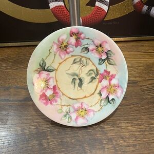 Limoges Antique Plate with Pink and Gold Accents, hand painted and signed!